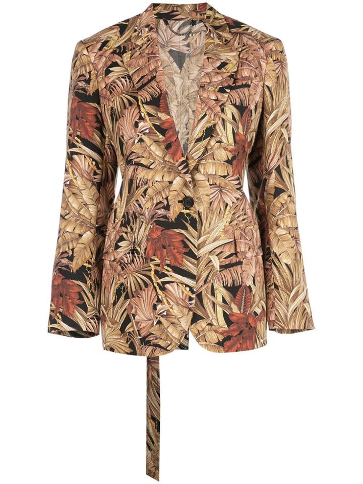 Salvatore Ferragamo Palm Print Blazer - Brown