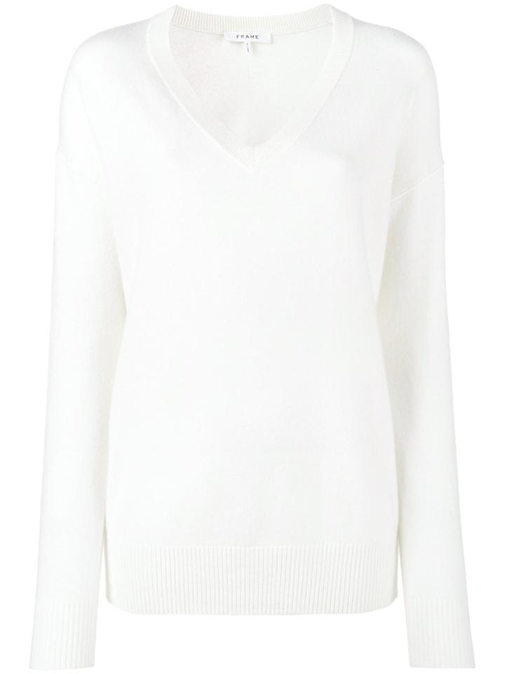 Frame Denim Off-white Knitted V-neck Jumper - Unavailable