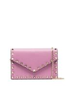 Valentino Pink Garavani Rockstud Leather Envelope Clutch Bag