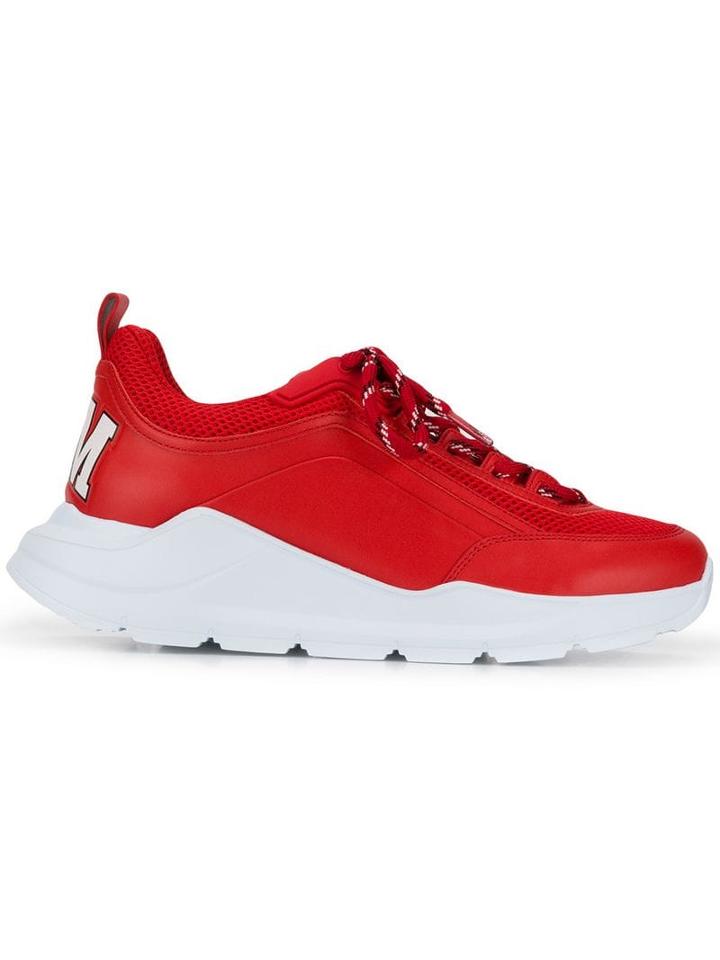 Msgm Logo Print Sneakers - Red