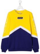 Gcds Kids Logo Colour-block Sweatshirt - Yellow
