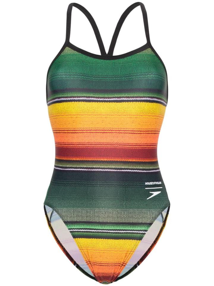 House Of Holland Hydra Active Striped Swimsuit - Khaki Multi