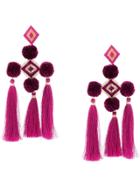 Mercedes Salazar Pompom Tassel Earrings - Purple
