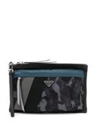 Prada Camouflage Print Clutch - Blue