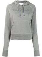 Helmut Lang Logo Embroidered Hoodie - Grey