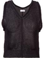 En Route Deep V-neck Top, Women's, Black, Cotton