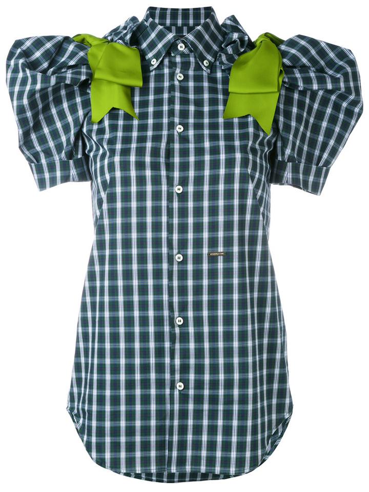 Gingham Blouse - Women - Cotton/polyamide/spandex/elastane/viscose - 40, Green, Cotton/polyamide/spandex/elastane/viscose, Dsquared2