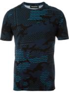 Neil Barrett Patterned Camouflage T-shirt, Men's, Size: S, Blue, Cotton
