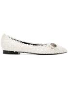 Balmain Julie Tweed Ballerina Shoes - White