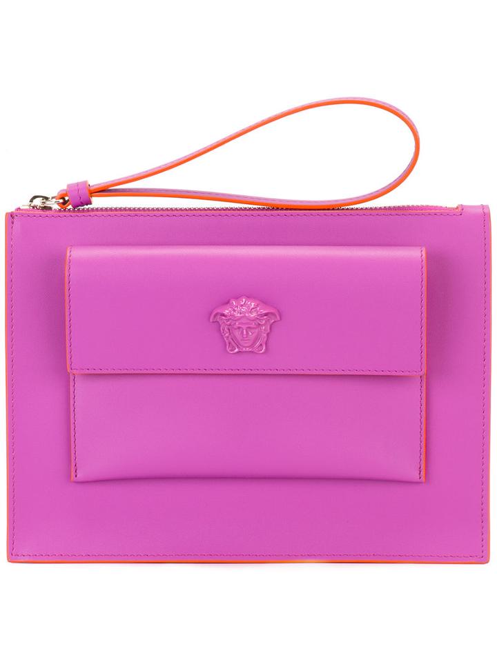 Versace Small Flap Pouch, Women's, Pink/purple, Calf Leather