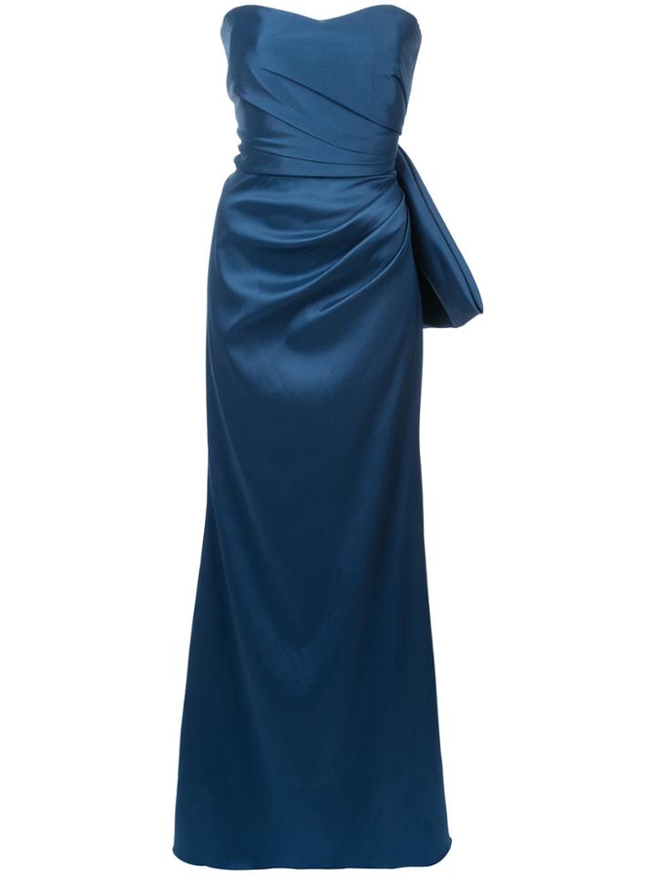 Badgley Mischka Draped Strapless Gown - Blue