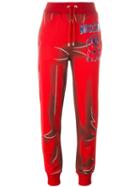 Moschino Trompe-l'ail Logo Trackpants, Women's, Size: 40, Red, Polyester/cotton