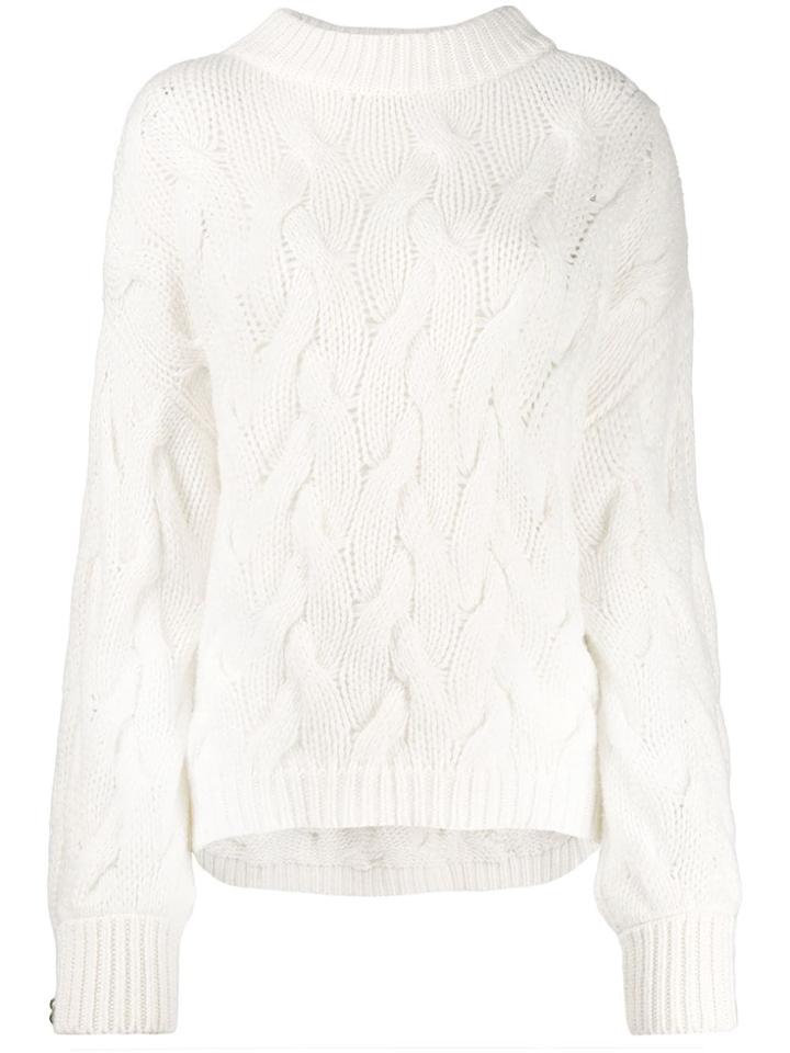 Brunello Cucinelli Oversized Cable Knit Sweater - White