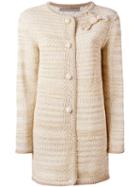 Ermanno Scervino Bow Detail Cardi-coat, Women's, Size: 42, Nude/neutrals, Polyamide/cotton/viscose