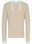Vyner Articles Stripe Drawstring Cotton Sweatshirt - Blue