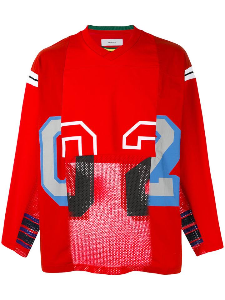 Facetasm - Sports Jersey - Men - Cotton/polyester/rayon - L, Red, Cotton/polyester/rayon