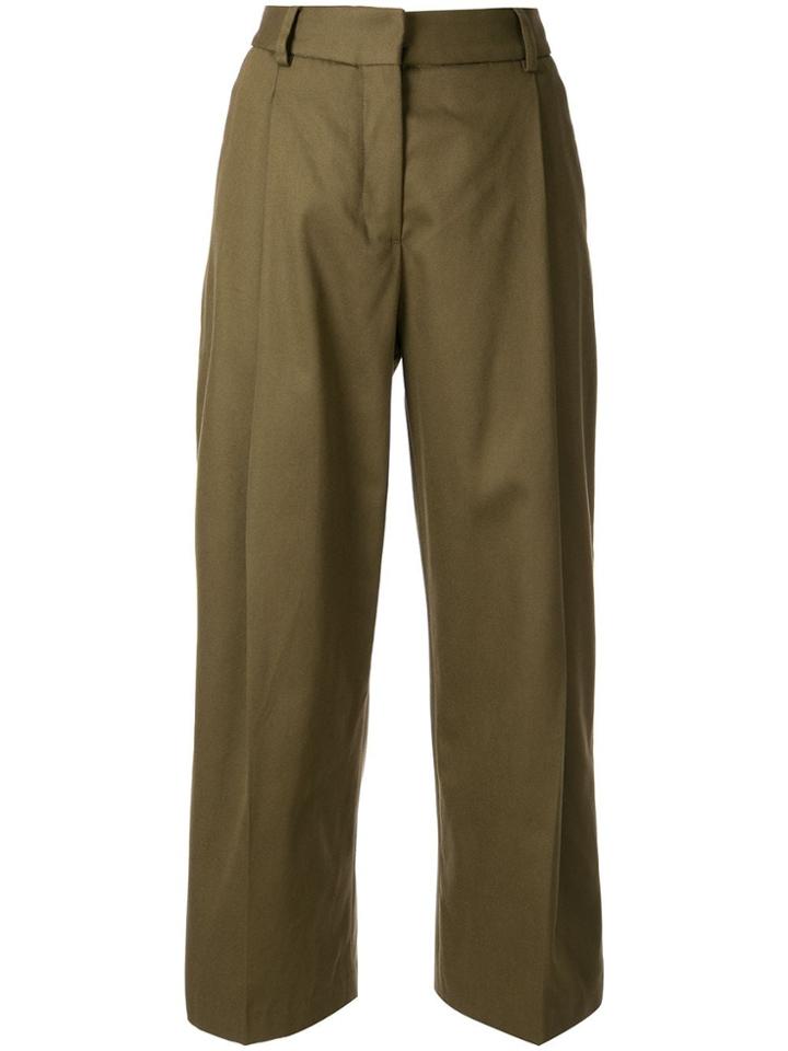 Margaret Howell Cropped Pleated Trousers - Green