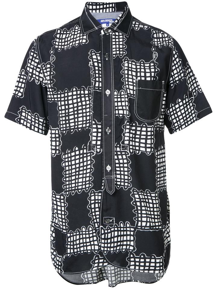 Junya Watanabe Comme Des Garçons Man - Abstract Check Shortsleeved Shirt - Men - Cotton - L, Black, Cotton