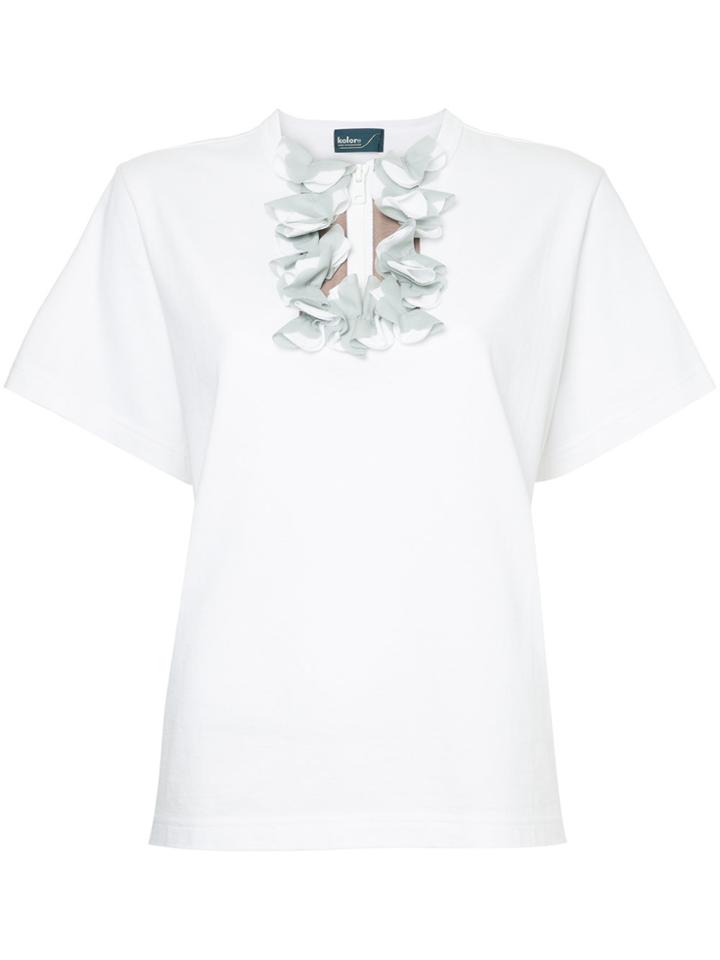 Kolor Ruffle Zip Top - White
