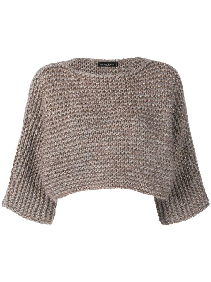 Fabiana Filippi Round Neck Cropped Jumper - Brown