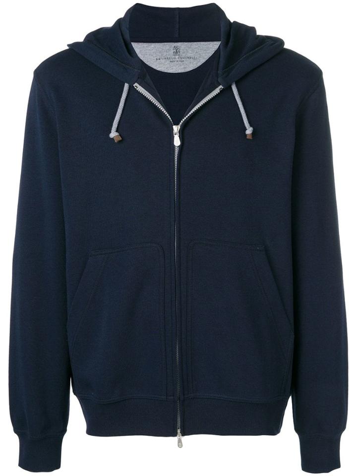 Brunello Cucinelli Zipped-up Hoodie - Blue