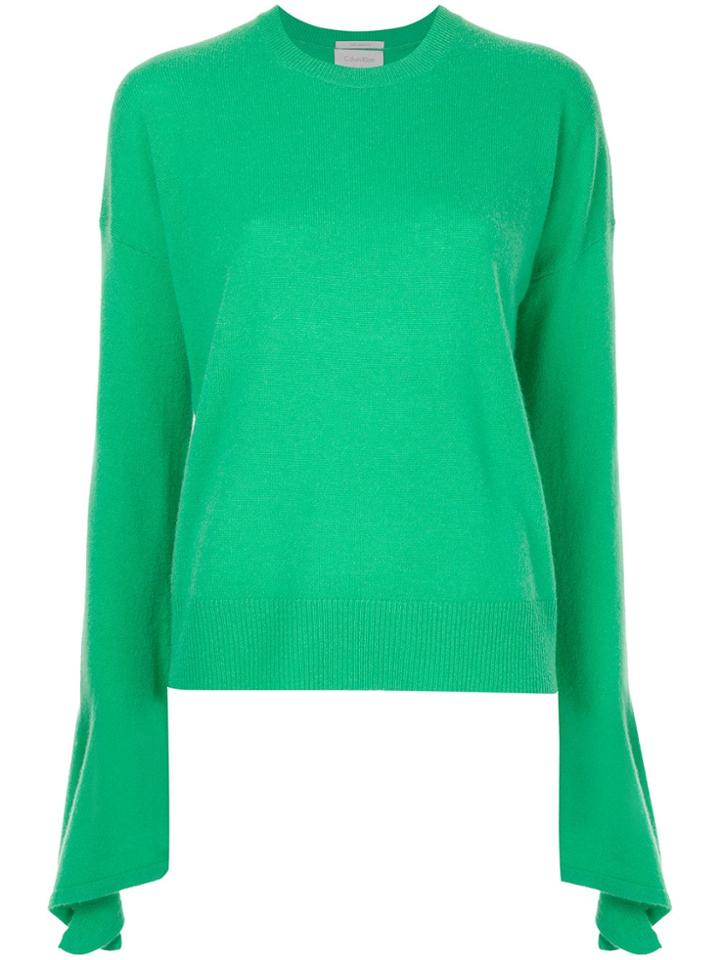 Ck Calvin Klein Flared Sleeve Knitted Jumper - Green