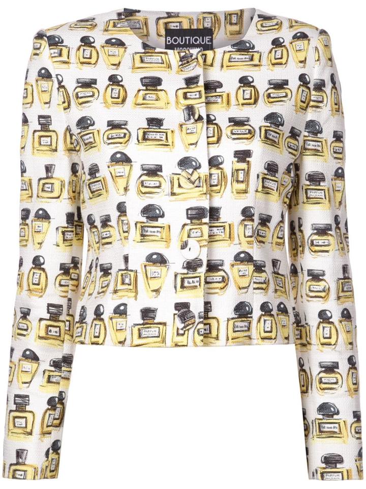 Boutique Moschino Perfume Print Fitted Jacket - White