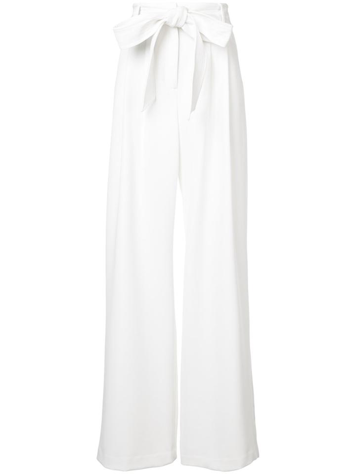 Milly Tie Waist Flared Trousers - White