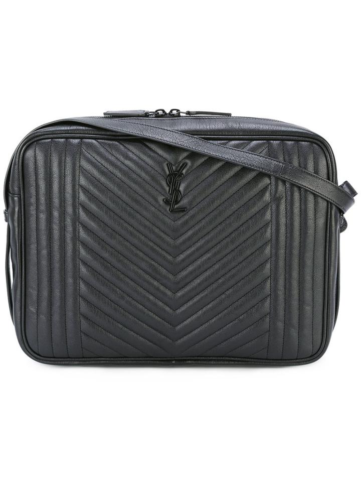 Saint Laurent Quilted Shoulder Bag, Men's, Black, Calf Leather