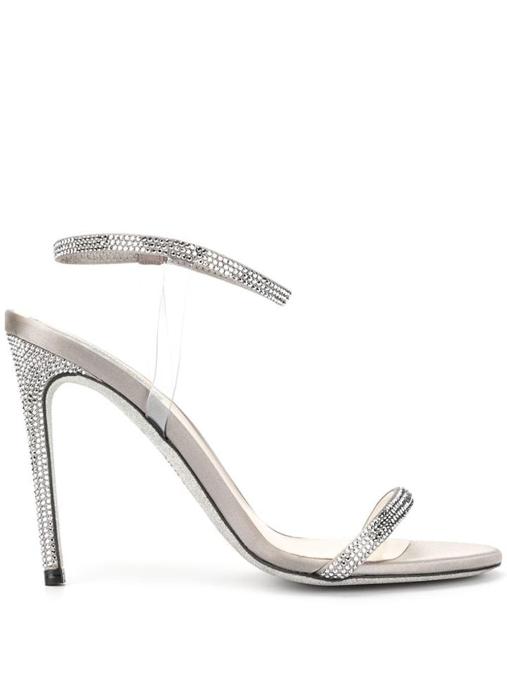 René Caovilla Elastica Satin And Pvc Sandals - Grey