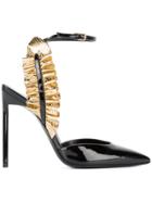 Saint Laurent Edie Ruffle Strap Sandals - Black
