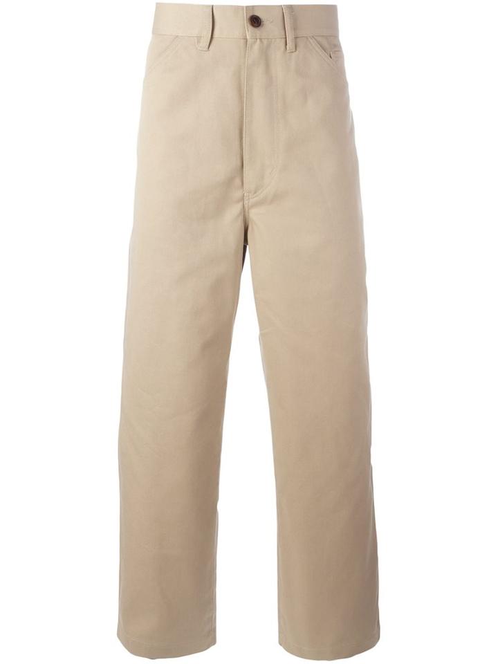 Junya Watanabe Comme Des Garçons Man Straight Leg Chino Trousers, Men's, Size: Small, Nude/neutrals, Cotton/polyester