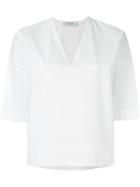 Cédric Charlier Boxy V-neck Top, Women's, Size: 42, White, Cotton