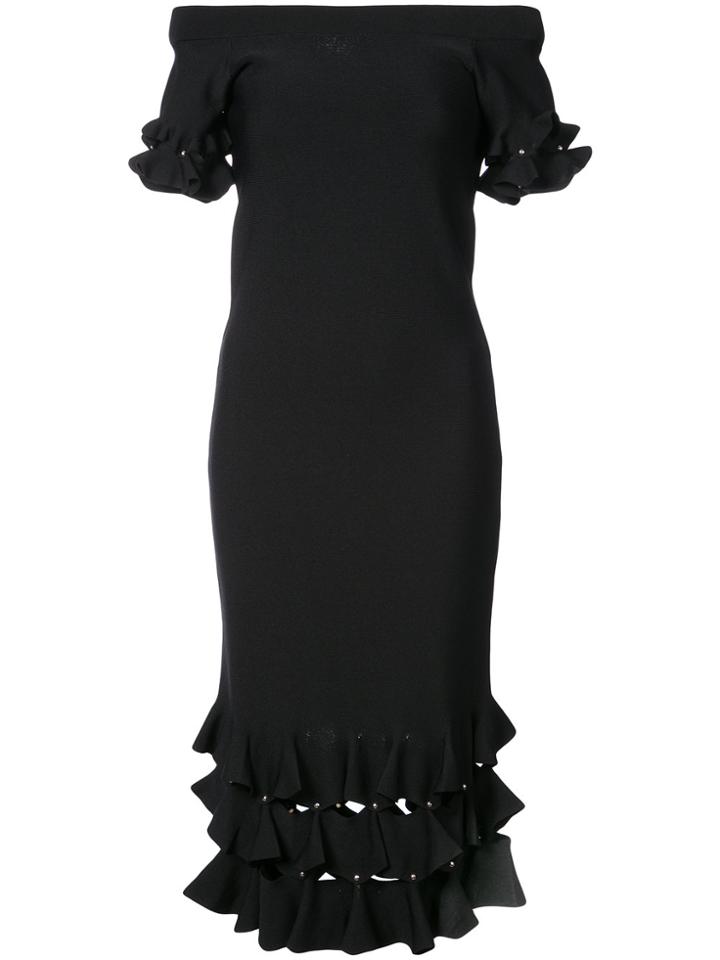 Jonathan Simkhai Slashed Ruffle Off-shoulder Dress - Black