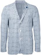 Lardini Checked Blazer, Men's, Size: 50, Grey, Cotton