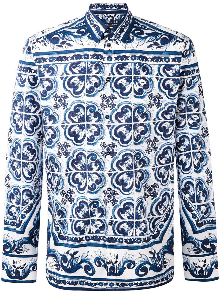 Dolce & Gabbana - Paisley Printed Shirt - Men - Cotton - 40, Blue, Cotton