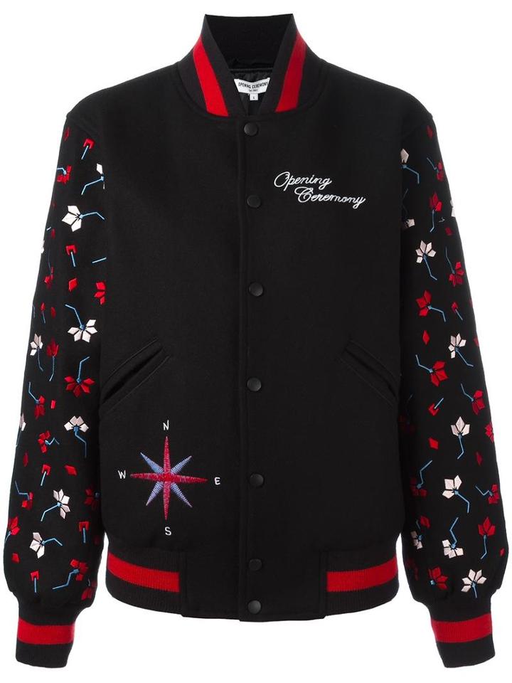 Opening Ceremony Varsity Bomber Jacket, Women's, Size: Xs, Black, Wool/viscose/polyester