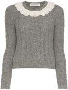 Philosophy Di Lorenzo Serafini Lace Collar Wool-blend Sweater - Grey