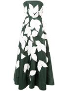 Oscar De La Renta Leaf Applique Dress - Green
