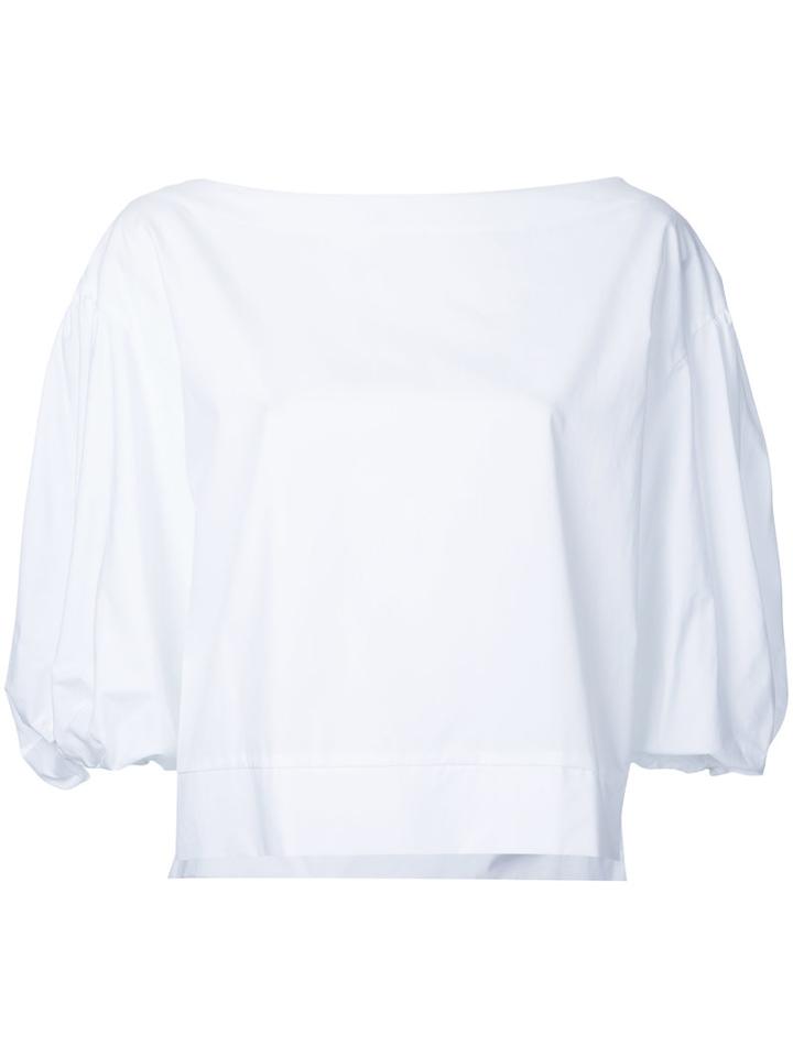 Estnation Gathered Cuffs Blouse, Women's, Size: 38, White, Cotton
