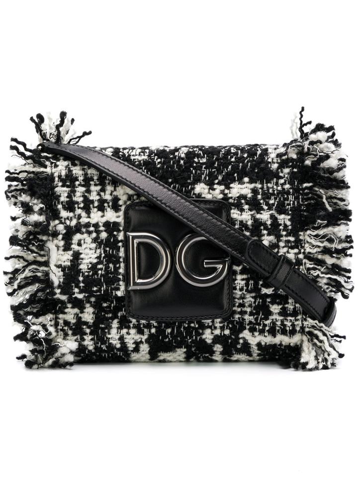 Dolce & Gabbana Dg Fringed Tweed Shoulder Bag - Black