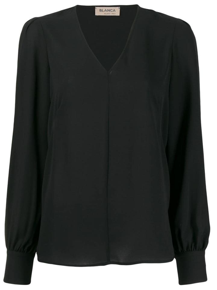 Blanca V-neck Blouse - Black