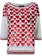 Philipp Plein Sequin Heart Top - Grey