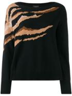 Liu Jo Tiger Intarsia Loose-fit Jumper - Black