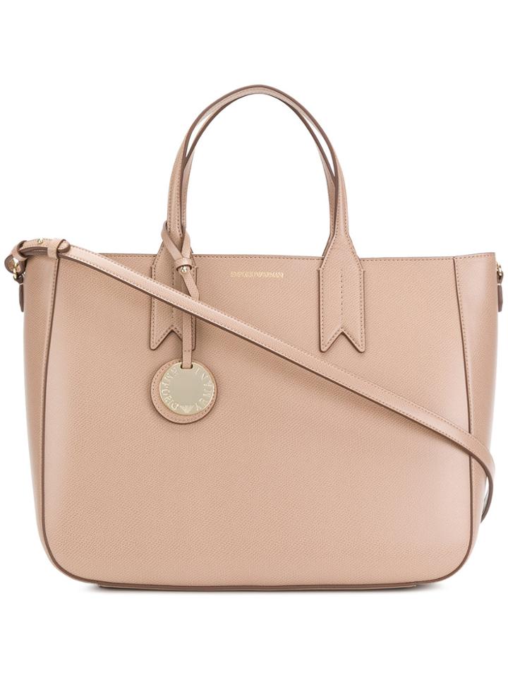 Emporio Armani Charm-detail Tote - Nude & Neutrals