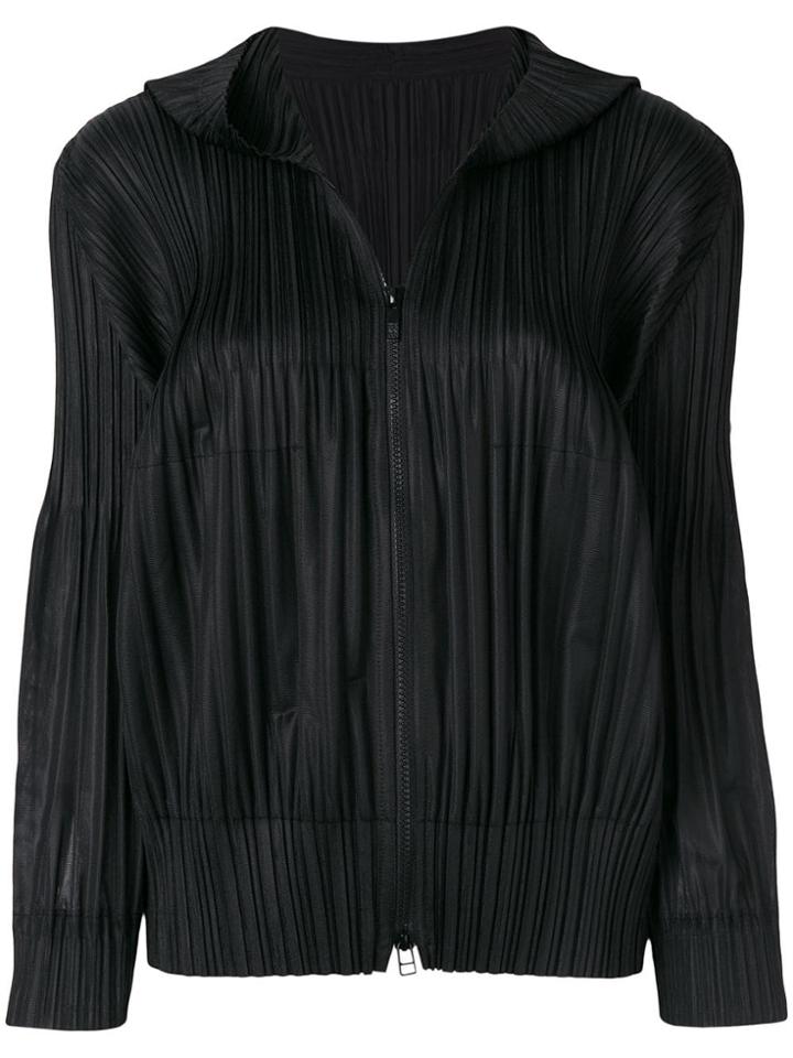 Pleats Please By Issey Miyake Pleated Bomber Jacket - Black