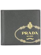 Prada Logo Embellished Wallet - Grey