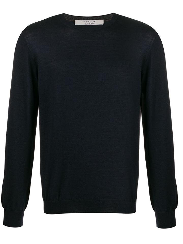 La Fileria For D'aniello Fine Knit Crew Neck Sweater - Blue