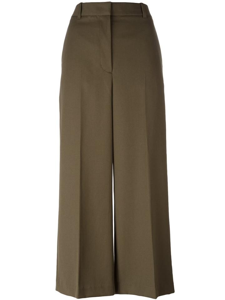 3.1 Phillip Lim Cropped Wide Leg Trousers, Women's, Size: 4, Green, Wool