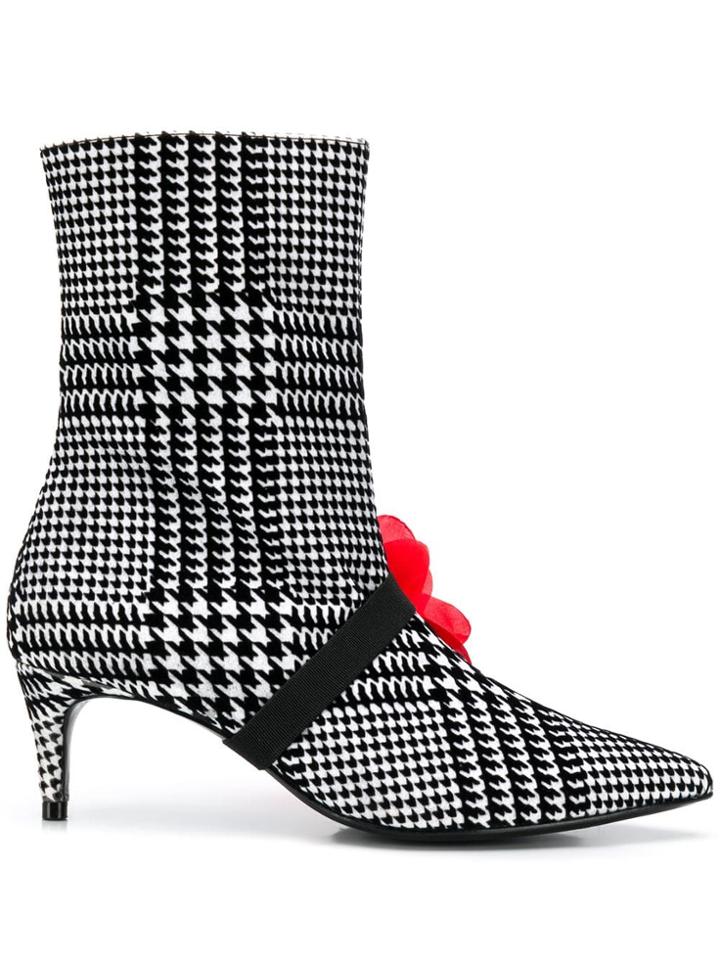 Leandra Medine Check Print Boots - Black